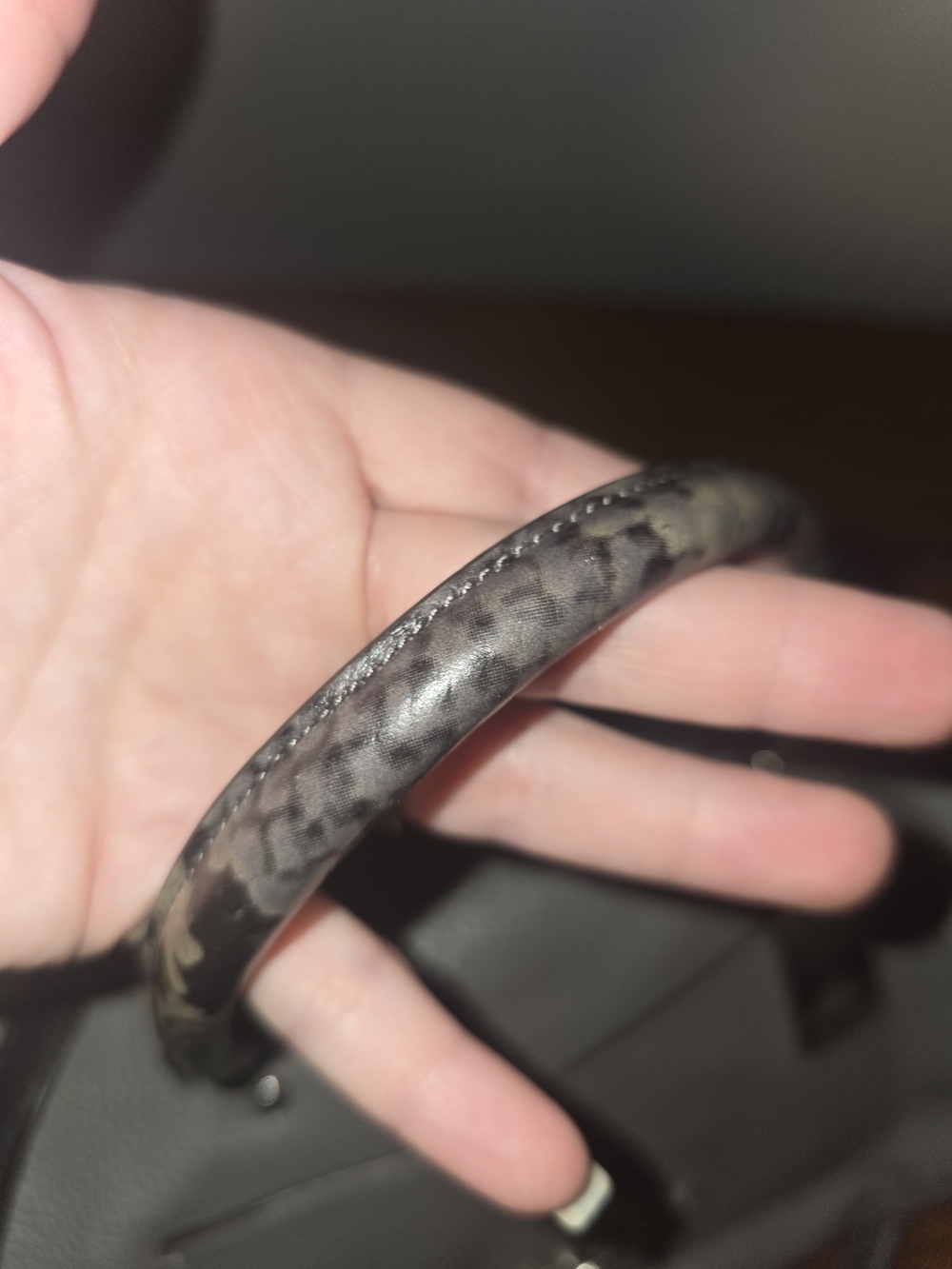 Coach Emma Satchel handbag in grey leather - snakeskin python handle and strap - Picture 4 of 10